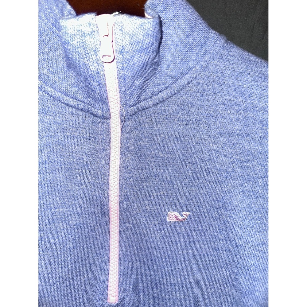 Vineyard Vines Quarter 1/4 Zip Pullover Light Blue‎ Pink Whale Logo Women's XS - Picture 3 of 6